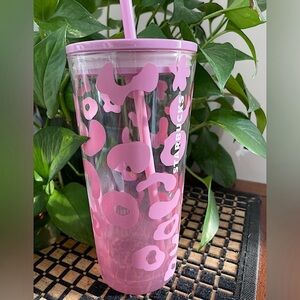 Starbucks Pink Cheetah-Leopard Tumbler with Straw